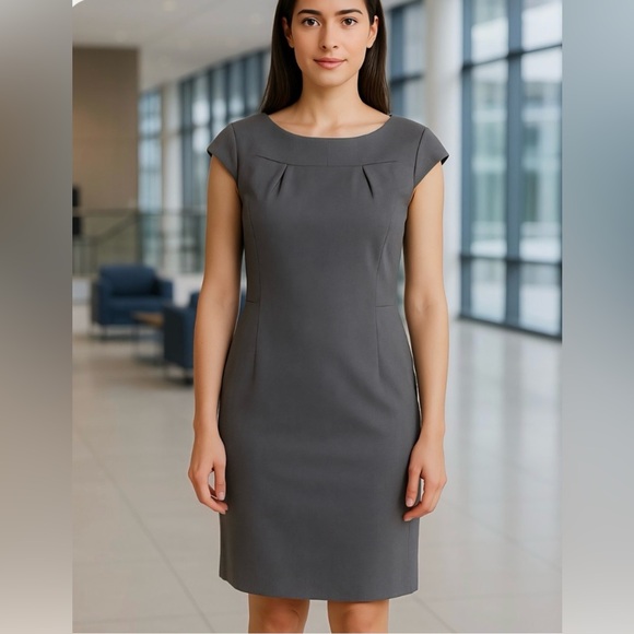 Calvin Klein Dresses & Skirts - Calvin Klein Charcoal Cap Sleeve Midi Dress